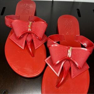 Salvatore Ferragamo Red Sandals with Glossy Straps